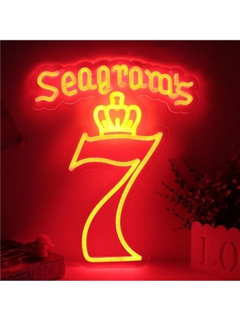 Seagrams 7 Crown Neon Sign American Whiskey Bar Pub man Cave Party  Led Light NW